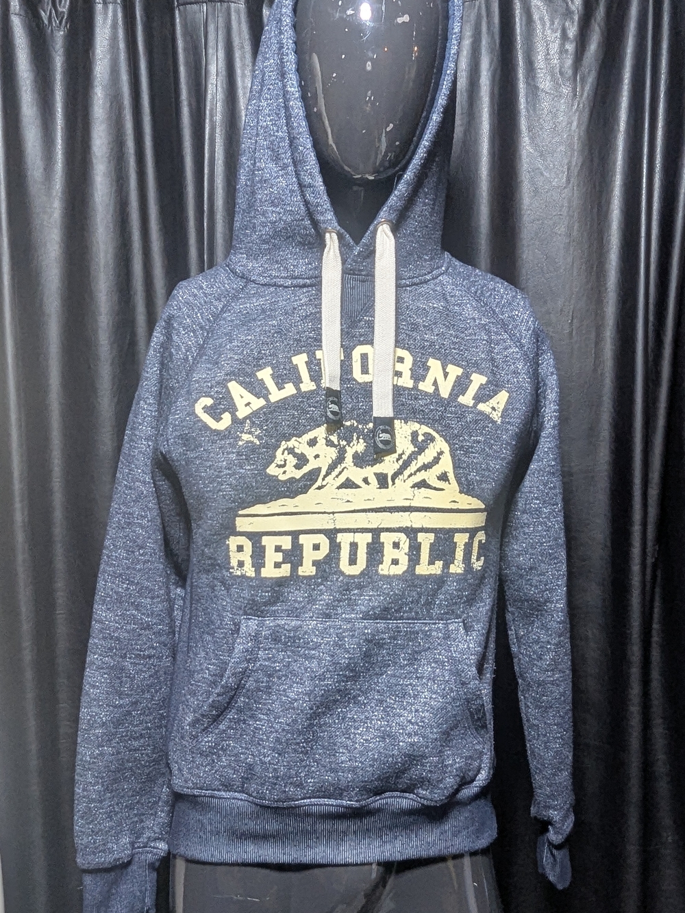 California Republic Citywear Blue Heather Graphic Hoodie Fleece Sweatshirt Small